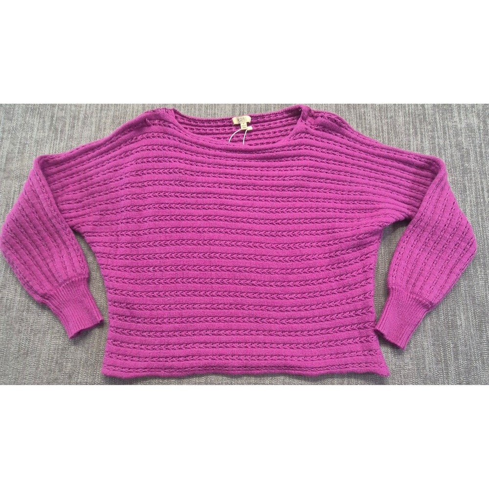 NWT Kori America women's cable knit sweater magenta pink SM balloon sleeve